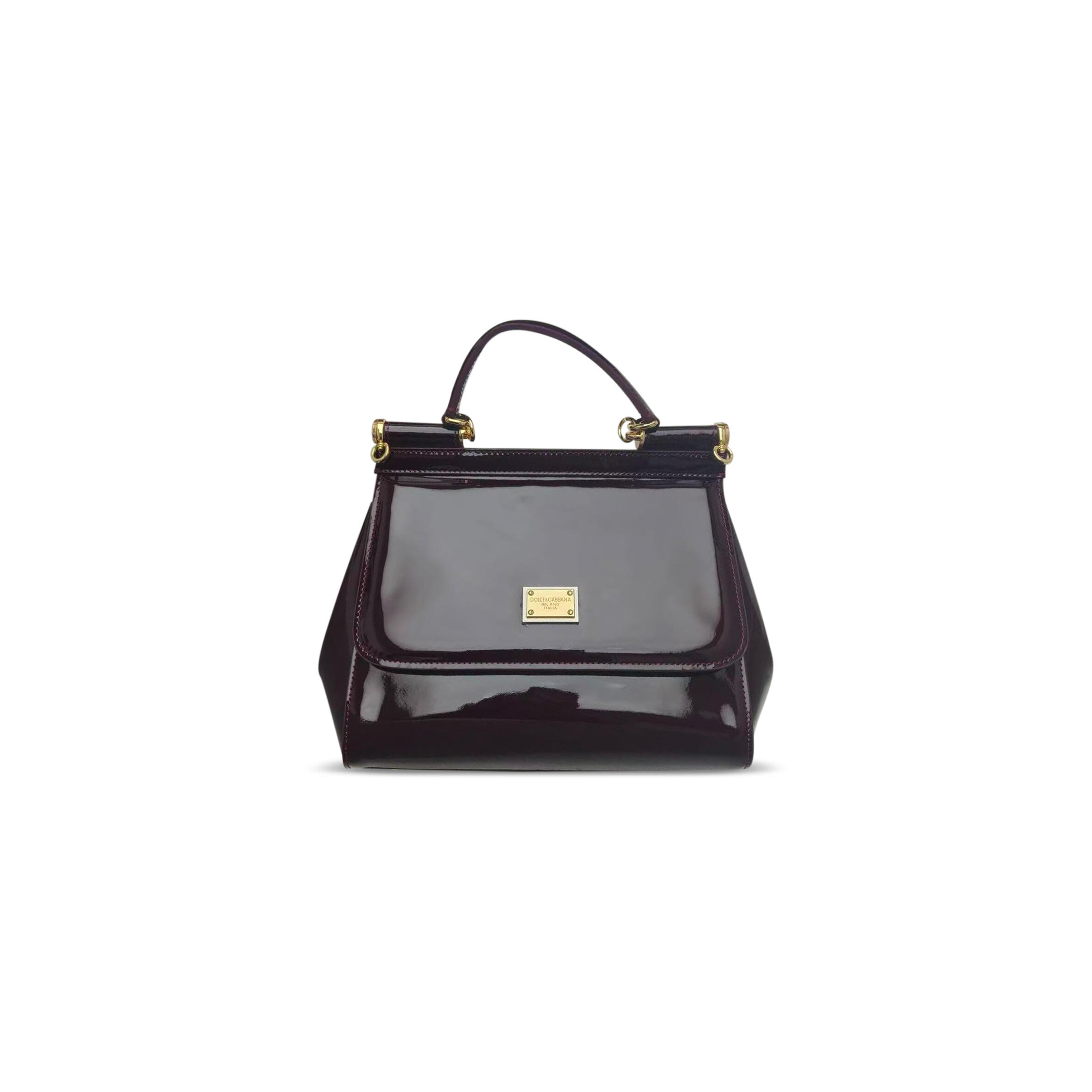 DOLCE GABBANA SICILY DAUPHINE HANDBAG PATENT LEATHER BB6002 (25*21.5*14cm) DOLCE GABBANA SICILY DAUPHINE HANDBAG PATENT LEATHER BB6002 (25*21.5*14cm)